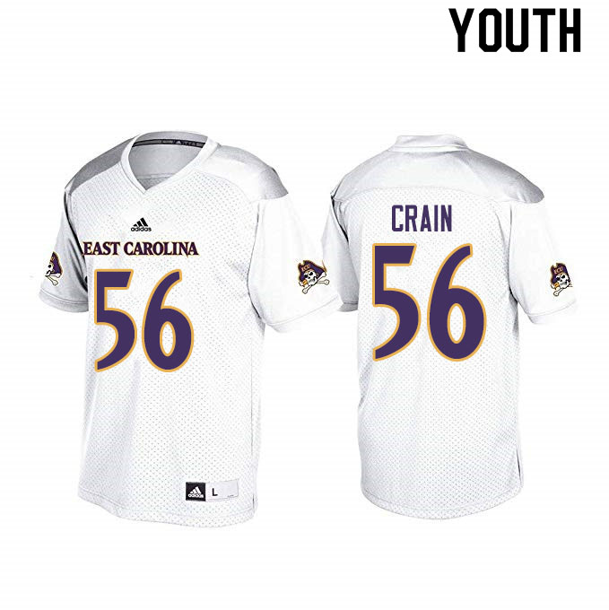 Youth #56 John Crain ECU Pirates College Football Jerseys Sale-White